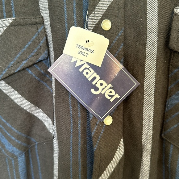 NWT Wrangler western pearl snap flannel shirt with pockets 2XLT Big & Tall e18 - Picture 2 of 4